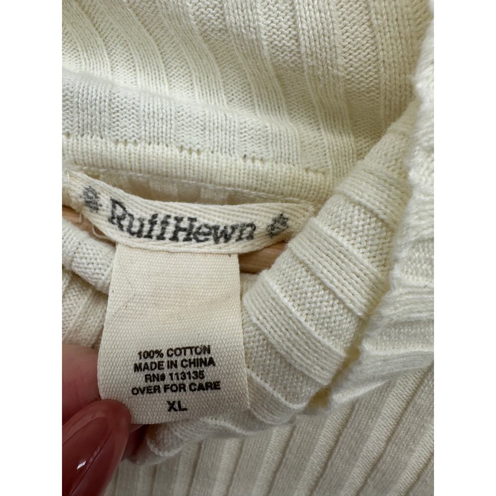 RuffHewn Womens Cream Ribbed Turtleneck Sweater Sz XL Cotton Minimal Casual - Picture 6 of 6